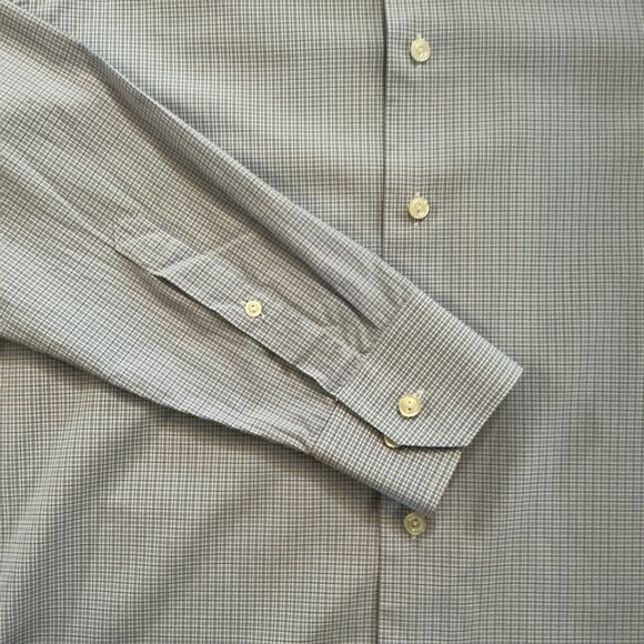 Eton‎ Dress Shirt Slim Blue Long Sleeve Button Up Micro Check Preppy Mens Large - Picture 11 of 12